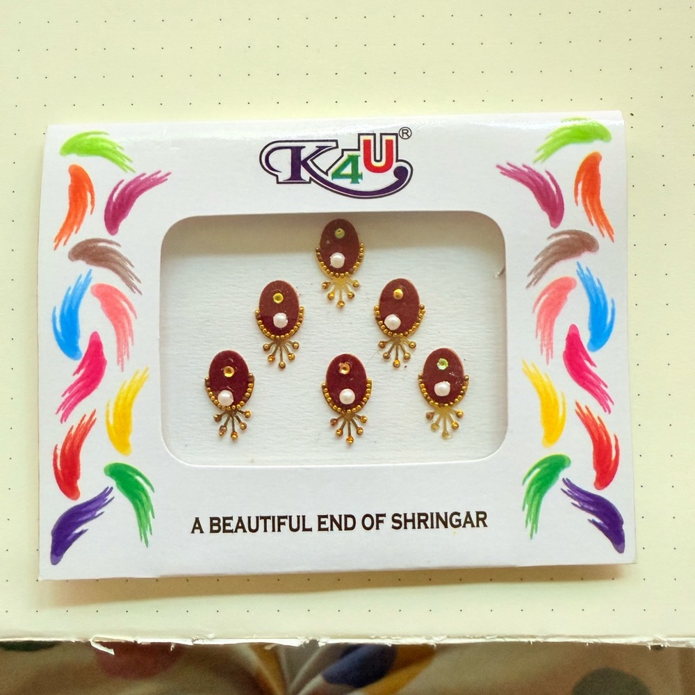 Gold and Red Bindis with Pearl Detail